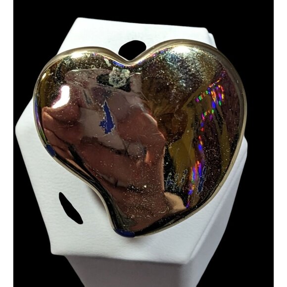 Chunky Plastic Metallic Gone Tone Fashion Ring Size 6 1/2 - Picture 1 of 15